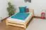 Single bed / Guest bed A7, solid pine wood, clearly varnished, incl. slatted frame - 120 x 200 cm