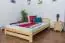 Double bed/guest bed solid pine wood natural A7, including slatted grate - Dimensions: 160 x 200 cm