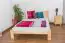 Single bed solid, natural pine wood A27, includes slatted frame - Dimensions 140 x 200 cm
