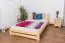 Single bed solid, natural pine wood A25, includes slatted frame - Dimensions 140 x 200 cm
