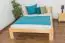 Single bed / Day bed solid, natural pine wood 75, includes slatted frame - Dimensions 140 x 200 cm
