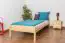 Single bed / Day bed solid, natural pine wood 99, includes slatted frame - Dimensions 90 x 200 cm