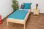 Single bed / Day bed solid, natural pine wood 99, includes slatted frame - Dimensions 90 x 200 cm