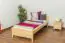 Single bed / day bed solid, natural pine wood 80, includes slatted frame - Dimensions: 90 x 200 cm