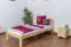 Single bed / Day bed solid, natural pine wood 76, includes slatted frame - Dimensions 90 x 200 cm