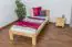 Single bed / Day bed solid, natural pine wood 76, includes slatted frame - Dimensions 90 x 200 cm
