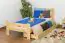 Children's bed / Youth bed solid, natural pine wood A26, includes slatted frame - Dimensions 90 x 200 cm 