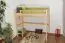 Children's bed / Loft Bunk bed solid, natural pine wood 120 – Dimensions 90 x 200 cm