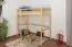 Children's bed / Loft Bunk bed solid, natural pine wood 120 – Dimensions 90 x 200 cm