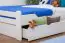 Single bed "Easy Premium Line" K4 incl. 2 underbed drawer and 1 cover plate, solid beech wood, white - 120 x 200 cm