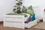Single bed "Easy Premium Line" K8 incl. 2 underbed drawer and 1 cover plate, solid beech wood, white - 90 x 200 cm