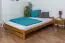 Children's bed / Teenage bed solid pine wood oak colored A9, including slatted frame - Measurements 140 x 200 cm