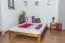 Youth bed solid pine wood oak colored A10, inncluding slatted frame - Measurements 160 x 200 cm