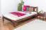 Single bed / Day bed solid pine wood nut colored A21, including slatted frame - Measurements 120 x 200 cm 