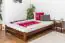 Futon bed/solid pine wood bed walnut coloured A9, including slats - Dimensions 140 x 200 cm