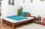 Single bed/guest bed pine solid wood nut colored A9, including slats - Dimensions 140 x 200 cm