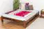 Single bed/guest bed pine solid wood nut colored A10, including slatted grate - Dimensions 140 x 200 cm
