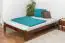 Single bed/guest bed pine solid wood nut colored A10, including slatted grate - Dimensions 140 x 200 cm