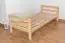 Single bed Sebastian, solid beech wood, clearly varnished, incl. slatted frame - 90 x 200 cm