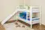 Bunk bed David, with slide, solid beech wood, white painted, incl. slatted frame - 90 x 200 cm