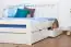 Double bed K8 "Easy Premium Line" incl. 2 underbed drawer and 1 cover plate, solid beech wood, white - 180 x 200 cm