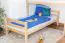 L-Shaped Bunk bed / Children's bed Phillip, solid beech wood, with shelf, clearly varnished, incl. slatted frame - 90 x 200 cm