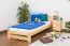 Children's bed / Youth bed A7, solid pine wood, clearly varnished, incl. slatted frame - 90 x 200 cm