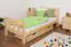 Single bed / Day bed solid, natural pine wood A22, includes slatted frame - Dimensions 90 x 200 cm