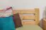 Single bed solid, natural pine wood A24, includes slatted frame - Dimensions 140 x 200 cm