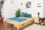 Single bed / Guest bed A11, solid pine wood, clearly varnished, incl. slatted frame - 140 x 200 cm