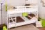 Bunk bed for adults "Easy Premium Line" K19/n, headboard and footboard with holes, solid beech white - 90 x 200 cm (w x l), divisible