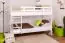 Bunk bed for adults "Easy Premium Line" K19/n, headboard and footboard with holes, solid beech white - 90 x 200 cm (w x l), divisible