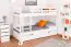Bunk bed for adults "Easy Premium Line" K21/n incl. 2 drawers and 2 cover panels, head and footboard rounded, solid beech wood, white - 90 x 200 cm (w x l), divisible