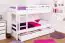 Bunk bed "Easy Premium Line" K21/n incl. 2 drawers and 2 cover panels, head and foot part rounded, solid beech wood, white - 90 x 200 cm (w x l), divisible
