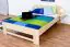 Children's bed / Teen bed solid, natural beech wood 110,t  including slats - Measurements 140 x 200 cm