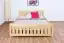 Double bed / Day bed solid, natural pine wood 65, includes slatted frame - Dimensions 160 x 200 cm