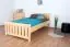 Single bed 66, solid pine wood, clearly varnished, incl. slatted frame - size 100 x 200 cm