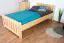Single bed 66, solid pine wood, clearly varnished, incl. slatted frame - size 100 x 200 cm