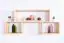 Wall shelf solid, natural pine wood Junco 286 - Dimensions 56 x 125 x 20 cm