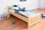 Single bed 66, solid pine wood, clearly varnished, incl. slatted bed frame - size 90 x 200 cm