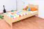 Single bed 68B, solid pine wood, clearly varnished, incl. slatted bed frame- size 90 x 200 cm