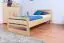 Single bed / Guest bed 72B, solid pine, clear finish, incl. slatted bed frame - 90 x 200 cm