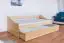 Youth bed / Storage bed solid, natural pine wood 93, includes slatted frame - Dimensions: 90 x 200 cm