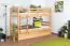 Bunk bed for adults "Easy Premium Line" K20/h incl. lying area and 2 cover panels, head and foot part straight, solid beech wood, natural - Lying surface: 90 x 200 cm (w x l), divisible