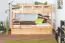 Bunk bed for adults "Easy Premium Line" K20/h incl. lying area and 2 cover panels, head and footboard straight, solid beech wood, natural - Lying surface: 90 x 200 cm (w x l), divisible