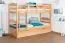 Bunk bed for adults "Easy Premium Line" K21/h incl. lying area and 2 cover panels, head and foot part rounded, solid beech wood, natural - Lying surface: 90 x 200 cm, divisible