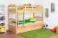 Bunk bed "Easy Premium Line" K19/h incl. lying area and 2 cover panels, head and foot part with holes, solid beech wood natural - Lying surface: 90 x 200 cm (w x l), divisible