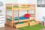 Bunk bed "Easy Premium Line" K20/n incl. 2 drawers and 2 cover panels, head and footboard straight, solid beech wood, natural - Lying surface: 90 x 200 cm, divisible