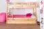 Bunk bed "Easy Premium Line" K20/h incl. lying area and 2 cover panels, head and foot part straight, solid beech wood, natural - Lying surface: 90 x 200 cm (w x l), divisible
