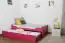 Children's bed / Youth bed "Easy Premium Line" K1/1h incl. trundle bed frame and cover plates, solid beech wood, pink finish - 90 x 200 cm